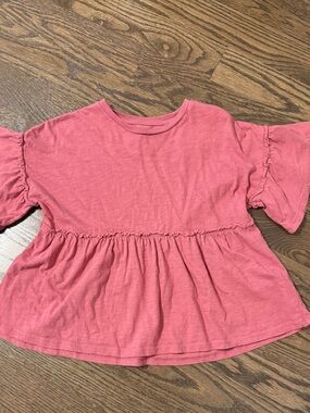 Girls' Pink Peplum Short-Sleeve cropped Top